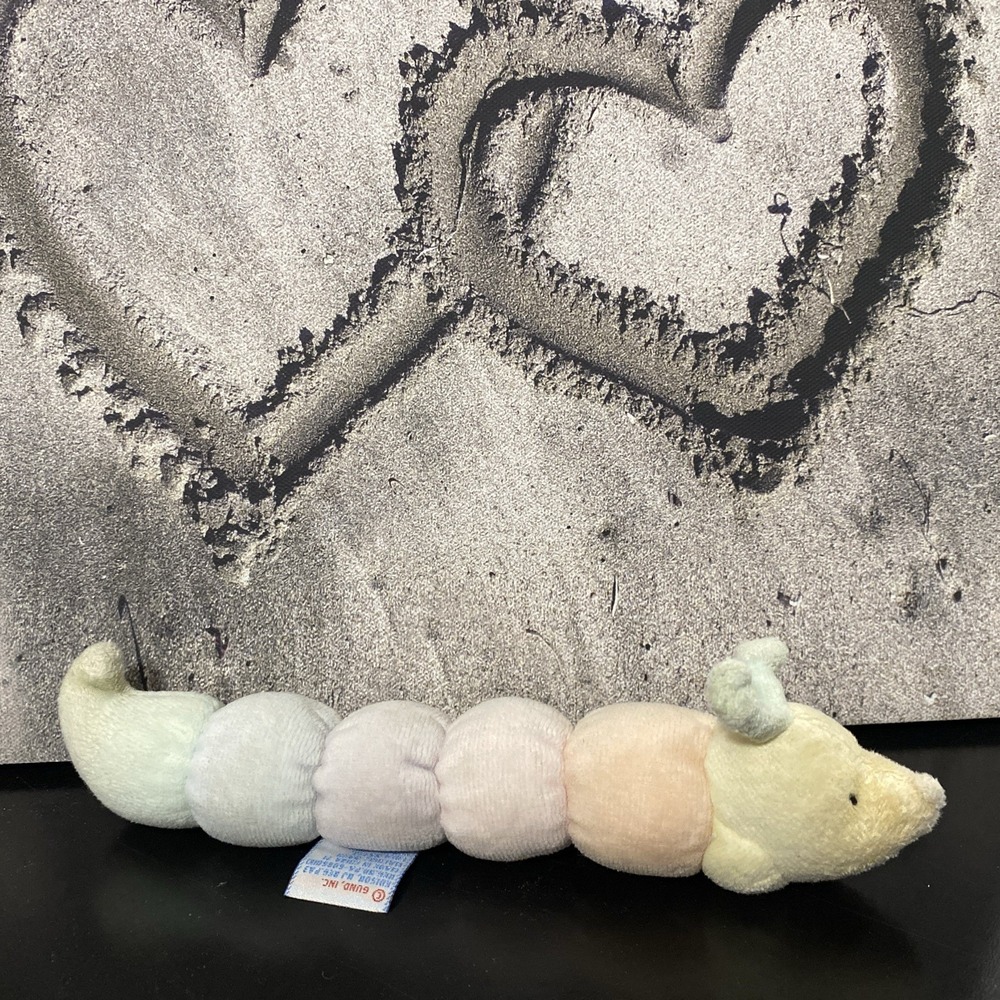 Mini Tinkle Crinkle Baby Gund Pastel Caterpillar Stuffed Plush Worm Rattle Toy